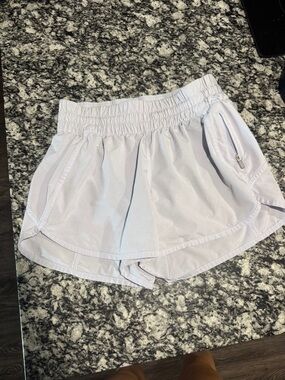 Light Purple Women's Athletic Shorts with Zipper Pocket